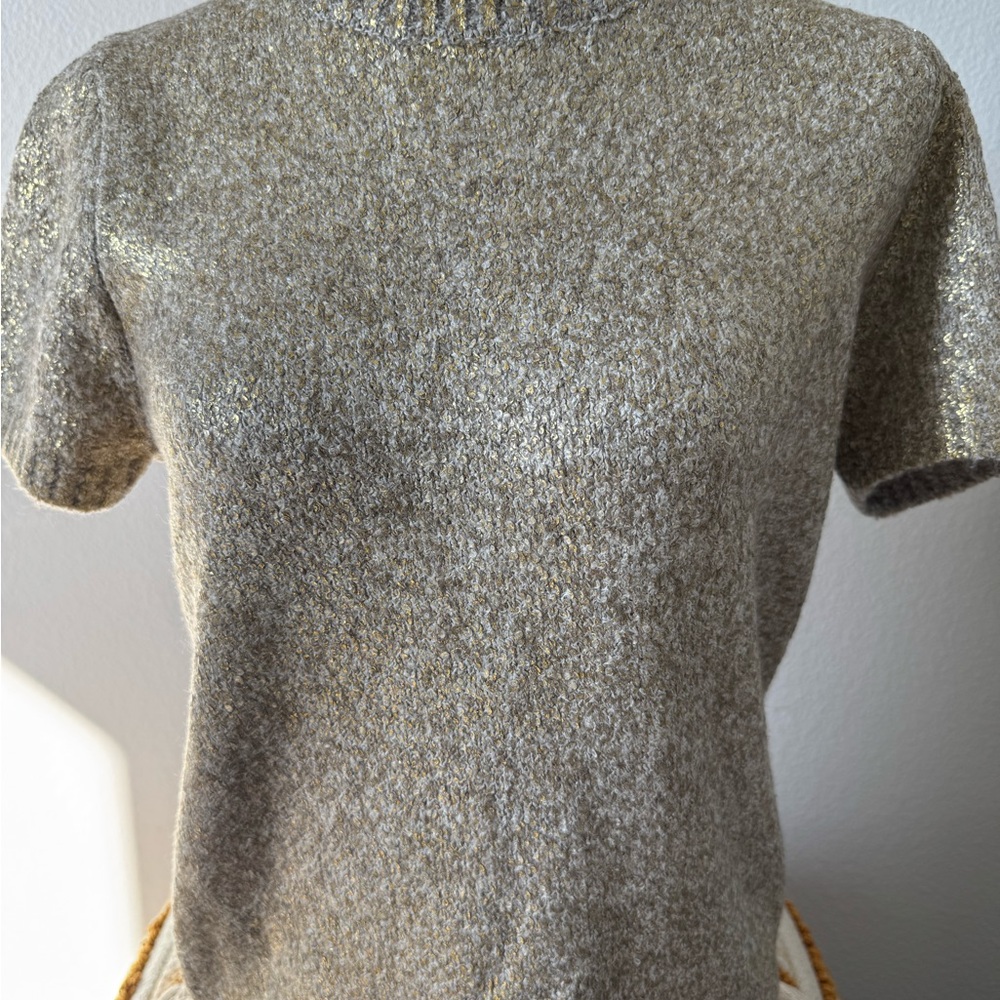 Donna Karan Metallic Short Sleeve Top